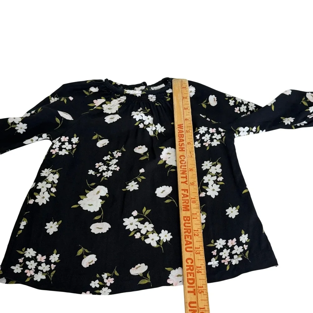 Carters Baby Girl 18M Black Floral Long Sleeve Smocked Tunic Blouse Top Boho